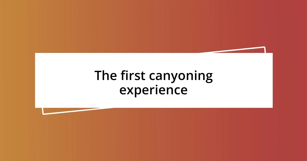 The first canyoning experience