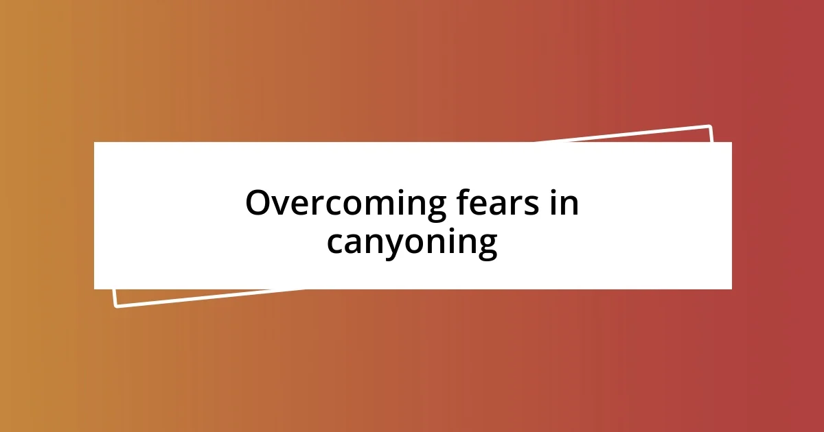 Overcoming fears in canyoning