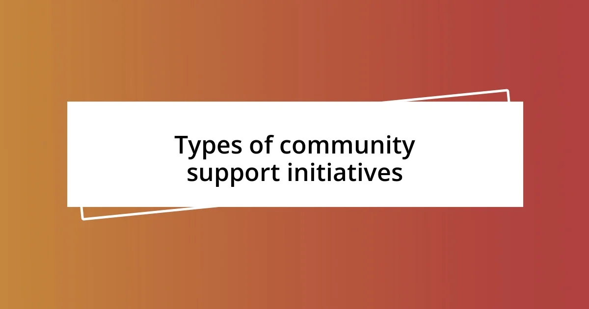 Types of community support initiatives