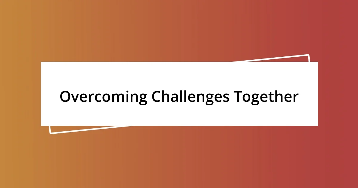 Overcoming Challenges Together