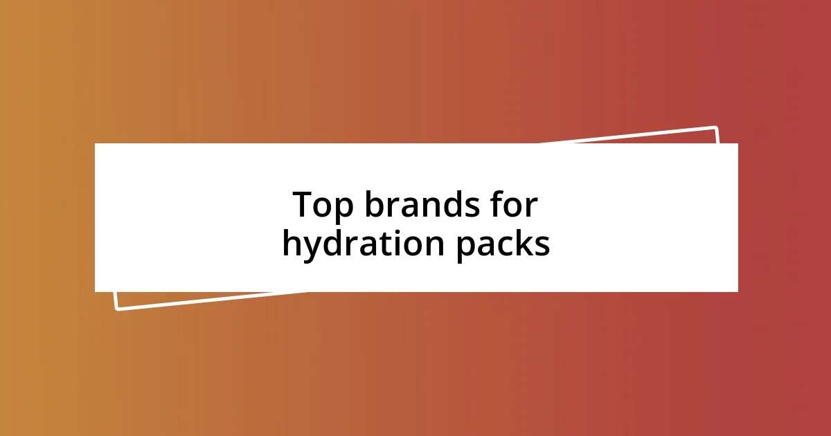 Top brands for hydration packs